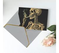 Greeting Cards 6" Ã- 4" Thank You Card Skeleton with Burning Cigarette Blank Card for Birthday Thinking of you cards for All Occasions