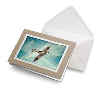 Greeting Cards Biege (Insert) - British RAF Spitfire Vintage Plane Blank Greetings Card Birthday Kids Party Boys Girls #16310
