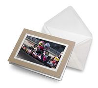 Greeting Cards Biege (Insert) - Go Karting Racing Kart Blank Greetings Card Birthday Kids Party Boys Girls #16474