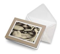 Greeting Cards Biege (Insert) - Vinyl Record Turntable Music Blank Greetings Card Birthday Kids Party Boys Girls #14216
