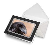 Greeting Cards Black (Insert) - Black Raven Bird Crow Wild Horror Blank Greetings Card Birthday Kids Party Boys Girls #24090