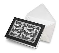 Greeting Cards Black (Insert) BW - Death Head Hawk Moth Print Blank Greetings Card Birthday Kids Party Boys Girls #36966
