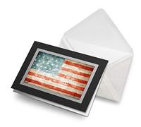 Greeting Cards Black (Insert) - Distressed USA Flag America American Blank Greetings Card Birthday Kids Party Boys Girls #8316