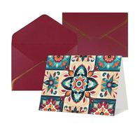 Greeting Cards Blank Note Cards with Envelopes 17.5 x 11.5cm Folding Thinking of you Cards Arabic Indian Checked Pattern Invitations Card for Holiday