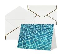 Greeting Cards Blank Note Cards with Envelopes 17.5 x 11.5cm Folding Thinking of you Cards Blue Aqua Pool Water Invitations Card for Holiday