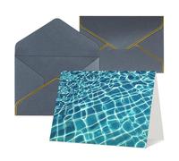 Greeting Cards Blank Note Cards with Envelopes 17.5 x 11.5cm Folding Thinking of you Cards Blue Aqua Pool Water Invitations Card for Holiday