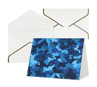 Greeting Cards Blank Note Cards with Envelopes 17.5 x 11.5cm Folding Thinking of you Cards Blue Camo Invitations Card for Holiday