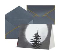 Greeting Cards Blank Note Cards with Envelopes 17.5 x 11.5cm Folding Thinking of you Cards Moon Pine Tree Invitations Card for Holiday