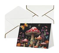 Greeting Cards Blank Note Cards with Envelopes 17.5 x 11.5cm Folding Thinking of you Cards Mushrooms and Butterflies Invitations Card for Holiday
