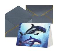 Greeting Cards Blank Note Cards with Envelopes 17.5 x 11.5cm Folding Thinking of you Cards Orca Killer Whale Invitations Card for Holiday