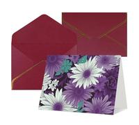 Greeting Cards Blank Note Cards with Envelopes 17.5 x 11.5cm Folding Thinking of you Cards purple white Floral Invitations Card for Holiday