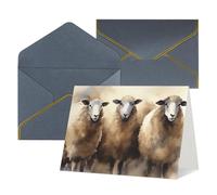Greeting Cards Blank Note Cards with Envelopes 17.5 x 11.5cm Folding Thinking of you Cards Sheeps Watercolor Invitations Card for Holiday