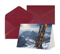 Greeting Cards Blank Note Cards with Envelopes 17.5 x 11.5cm Folding Thinking of you Cards Skis on mountain Invitations Card for Holiday
