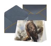 Greeting Cards Blank Note Cards with Envelopes 17.5 x 11.5cm Folding Thinking of you Cards Watercolor of Hawk Sitting in The Tree Invitations Card for Holiday