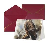 Greeting Cards Blank Note Cards with Envelopes 17.5 x 11.5cm Folding Thinking of you Cards Watercolor of Hawk Sitting in The Tree Invitations Card for Holiday