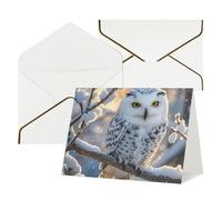 Greeting Cards Blank Note Cards with Envelopes 17.5 x 11.5cm Folding Thinking of you Cards Winter White Owl Invitations Card for Holiday