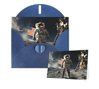 Greeting Cards Blank Note Cards with Envelopes 6"×4" Astronaut Landing on The Moon Greeting Card Folding Blank Greeting Note Cards Thank of You Card Blank Card for Holiday All Occasions