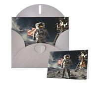 Greeting Cards Blank Note Cards with Envelopes 6"×4" Astronaut Landing on The Moon Greeting Card Folding Blank Greeting Note Cards Thank of You Card Blank Card for Holiday All Occasions