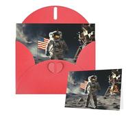 Greeting Cards Blank Note Cards with Envelopes 6"×4" Astronaut Landing on The Moon Greeting Card Folding Blank Greeting Note Cards Thank of You Card Blank Card for Holiday All Occasions