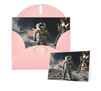 Greeting Cards Blank Note Cards with Envelopes 6"×4" Astronaut Landing on The Moon Greeting Card Folding Blank Greeting Note Cards Thank of You Card Blank Card for Holiday All Occasions