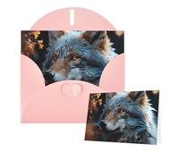 Greeting Cards Blank Note Cards with Envelopes 6"×4" Autumn leaves and a wolf Greeting Card Folding Blank Greeting Note Cards Thank of You Card Blank Card for Holiday All Occasions