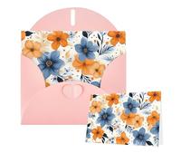 Greeting Cards Blank Note Cards with Envelopes 6"×4" Blue and Orange Flowers Greeting Card Folding Blank Greeting Note Cards Thank of You Card Blank Card for Holiday All Occasions