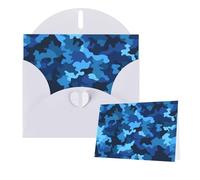 Greeting Cards Blank Note Cards with Envelopes 6"×4" Blue Camo Greeting Card Folding Blank Greeting Note Cards Thank of You Card Blank Card for Holiday All Occasions