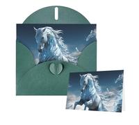 Greeting Cards Blank Note Cards with Envelopes 6"×4" Blue Ice Horse Greeting Card Folding Blank Greeting Note Cards Thank of You Card Blank Card for Holiday All Occasions