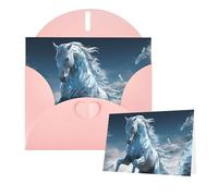 Greeting Cards Blank Note Cards with Envelopes 6"×4" Blue Ice Horse Greeting Card Folding Blank Greeting Note Cards Thank of You Card Blank Card for Holiday All Occasions