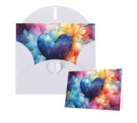 Greeting Cards Blank Note Cards with Envelopes 6"×4" Blue Love Heart Greeting Card Folding Blank Greeting Note Cards Thank of You Card Blank Card for Holiday All Occasions