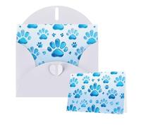 Greeting Cards Blank Note Cards with Envelopes 6"×4" Blue Paw Print Greeting Card Folding Blank Greeting Note Cards Thank of You Card Blank Card for Holiday All Occasions