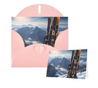 Greeting Cards Blank Note Cards with Envelopes 6"×4" Skis on mountain Greeting Card Folding Blank Greeting Note Cards Thank of You Card Blank Card for Holiday All Occasions