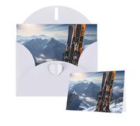 Greeting Cards Blank Note Cards with Envelopes 6"×4" Skis on mountain Greeting Card Folding Blank Greeting Note Cards Thank of You Card Blank Card for Holiday All Occasions