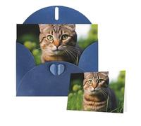 Greeting Cards Blank Note Cards with Envelopes 6"×4" Tabby Cat on The Grass Looking Greeting Card Folding Blank Greeting Note Cards Thank of You Card Blank Card for Holiday All Occasions