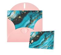 Greeting Cards Blank Note Cards with Envelopes 6"×4" Turquoise Blue Gold Marble Greeting Card Folding Blank Greeting Note Cards Thank of You Card Blank Card for Holiday All Occasions