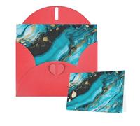Greeting Cards Blank Note Cards with Envelopes 6"×4" Turquoise Blue Gold Marble Greeting Card Folding Blank Greeting Note Cards Thank of You Card Blank Card for Holiday All Occasions