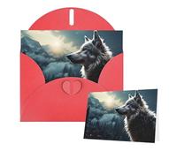 Greeting Cards Blank Note Cards with Envelopes 6"×4" Wolf at night Greeting Card Folding Blank Greeting Note Cards Thank of You Card Blank Card for Holiday All Occasions