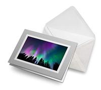 Greeting Cards Gray (Insert) - Aurora Borealis Northern Lights Sky Fun Blank Greetings Card Birthday Kids Party Boys Girls #8431