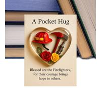 Greeting Cards - Heart-Shaped Fire Brigade Pendant with Motif and Design, Thank You Cards with Key Ring, or for Families, Birthdays, Trees, Easter, Doors, Home, Desks, Backpacks