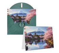 Greeting Cards Mount Fuji Cherry Blossom Trees Blank Note Cards with Envelopes Birthday Cards 6 x 4 inch Half-Fold Wedding Cards Pearl Paper New Year Card Funny Thank You Cards for All Occasions