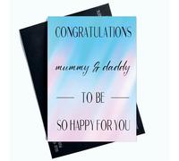 Greeting Cards Mummy and Daddy to Be Card So Happy For You Congratulations Cards Blue and Pink Novelty Cards SP33