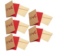 Greeting Cards Romantic Pattern, 5Pcs Kraft Paper Cards with Envelopes, Love Shape Design - Thick Smooth Paper, Ideal for Mother's Day and Wedding Gifts (love shape)