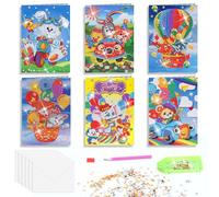 Greeting Cards Set of 6 5D Diamond Painting Decorative Greeting Card Folding Cards with Envelope, Postcard Gifts for Children, Postcard for Birthday Day of the Child Christmas Day