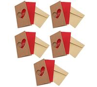 Greeting Cards Set, Romantic Pattern Kraft Paper, 5 Pieces, Love Shape, with Envelopes - Smooth Thick Paper, Ideal for Mother's Day, Valentine's Day, Wedding (heart shape)