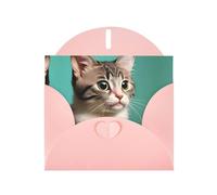 Greeting Cards with Envelopes, A curious cat Print Blank Cards DIY Note for Christmas Birthday Thank You
