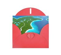 Greeting Cards with Envelopes, An island in the ocean Print Blank Cards DIY Note for Christmas Birthday Thank You