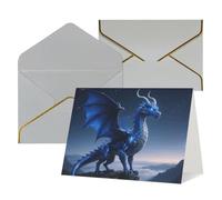 Greeting Cards with Envelopes Birthday Cards 4.5 x 6 inch Half-Fold Encouragement Card,Funny Postcards Cool Dragon Standing on the Cliff Edge Blank Note Card Invitation Cardstock for All Occasions