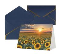 Greeting Cards with Envelopes Birthday Cards 4.5 x 6 inch Half-Fold Encouragement Card,Funny Postcards Dreamlike Sunset Of A Sunflower Field Blank Note Card Invitation Cardstock for All Occasions