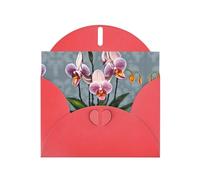 Greeting Cards with Envelopes, Blooming Orchids Print Blank Cards DIY Note for Christmas Birthday Thank You