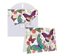 Greeting Cards with Envelopes Half-Fold Blank Cards Birthday Cards Thank You Cards White Floral Pattern Colorful Butterflies Greeting Cards for Graduation Holiday Wedding Invitations 4 x 6 inch